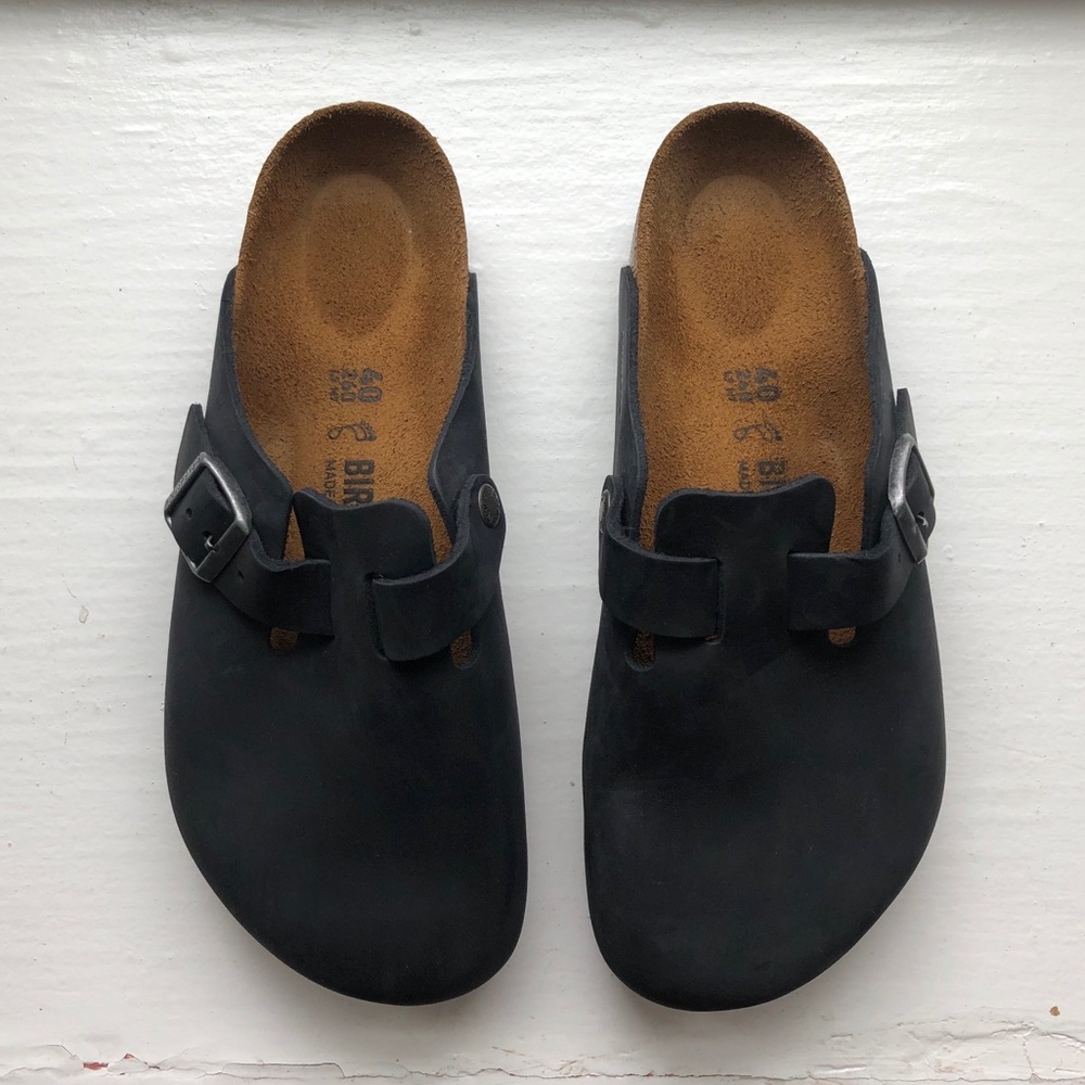 New Birkenstock Black Oiled Leather Boston Size 9